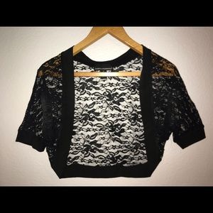 Cover up, short cardigan - black lace